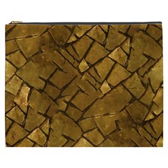 Golden Mosaic Texture Print Cosmetic Bag (xxxl) by dflcprintsclothing