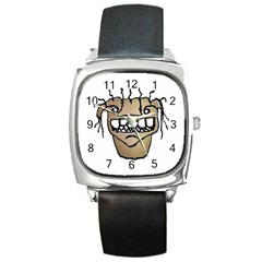 Sketchy Monster Head Drawing Square Metal Watch by dflcprintsclothing