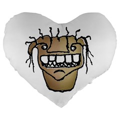 Sketchy Monster Head Drawing Large 19  Premium Flano Heart Shape Cushions