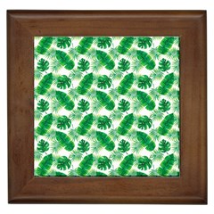 Tropical Leaf Pattern Framed Tile