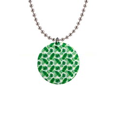 Tropical Leaf Pattern 1  Button Necklace