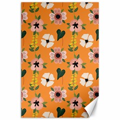 Flower Orange Pattern Floral Canvas 24  X 36 