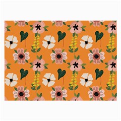 Flower Orange Pattern Floral Large Glasses Cloth