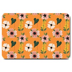 Flower Orange Pattern Floral Large Doormat 