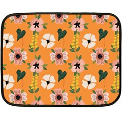 Flower Orange Pattern Floral Fleece Blanket (mini)