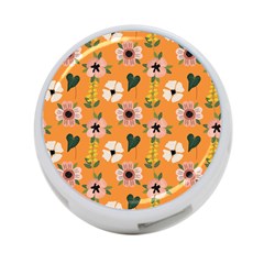 Flower Orange Pattern Floral 4-port Usb Hub (two Sides)