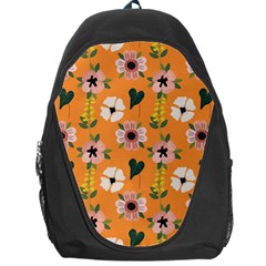 Flower Orange Pattern Floral Backpack Bag