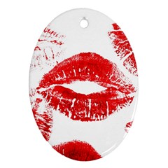 Red Lipsticks Lips Make Up Makeup Ornament (oval)