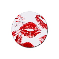 Red Lipsticks Lips Make Up Makeup Rubber Coaster (round) 
