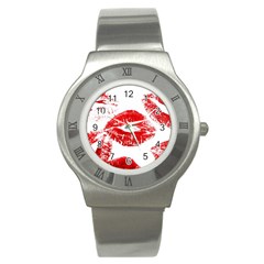 Red Lipsticks Lips Make Up Makeup Stainless Steel Watch