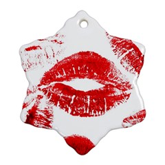 Red Lipsticks Lips Make Up Makeup Snowflake Ornament (two Sides)