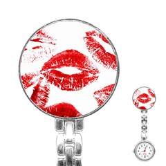 Red Lipsticks Lips Make Up Makeup Stainless Steel Nurses Watch