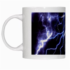Blue Thunder At Night, Colorful Lightning Graphic White Mugs by picsaspassion