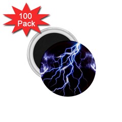 Blue Thunder At Night, Colorful Lightning Graphic 1 75  Magnets (100 Pack)  by picsaspassion