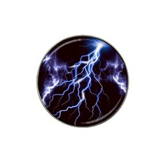 Blue Thunder At Night, Colorful Lightning Graphic Hat Clip Ball Marker by picsaspassion