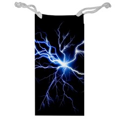 Blue Electric Thunder Storm, Colorful Lightning Graphic Jewelry Bag by picsaspassion