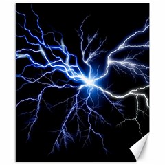 Blue Electric Thunder Storm, Colorful Lightning Graphic Canvas 8  X 10  by picsaspassion