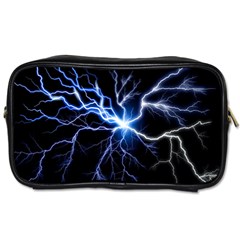 Blue Electric Thunder Storm, Colorful Lightning Graphic Toiletries Bag (one Side) by picsaspassion