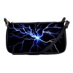 Blue Electric Thunder Storm, Colorful Lightning Graphic Shoulder Clutch Bag by picsaspassion