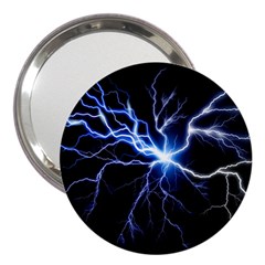 Blue Electric Thunder Storm, Colorful Lightning Graphic 3  Handbag Mirrors by picsaspassion