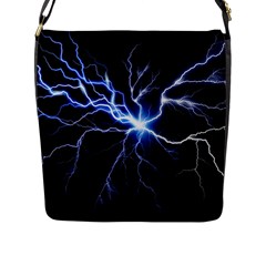 Blue Electric Thunder Storm, Colorful Lightning Graphic Flap Closure Messenger Bag (l) by picsaspassion