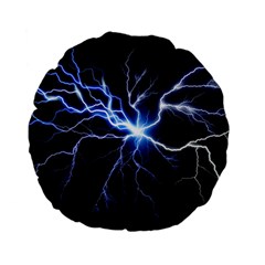 Blue Electric Thunder Storm, Colorful Lightning Graphic Standard 15  Premium Flano Round Cushions by picsaspassion