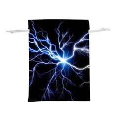 Blue Electric Thunder Storm, Colorful Lightning Graphic Lightweight Drawstring Pouch (m) by picsaspassion