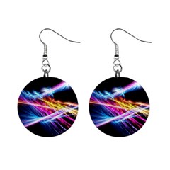 Colorful Neon Light Rays, Rainbow Colors Graphic Art Mini Button Earrings by picsaspassion