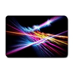 Colorful Neon Light Rays, Rainbow Colors Graphic Art Small Doormat  by picsaspassion