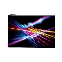 Colorful Neon Light Rays, Rainbow Colors Graphic Art Cosmetic Bag (large) by picsaspassion