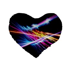 Colorful Neon Light Rays, Rainbow Colors Graphic Art Standard 16  Premium Heart Shape Cushions by picsaspassion