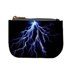 Blue Lightning At Night, Modern Graphic Art  Mini Coin Purse