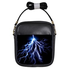 Blue Lightning At Night, Modern Graphic Art  Girls Sling Bag by picsaspassion