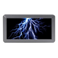 Blue Lightning At Night, Modern Graphic Art  Memory Card Reader (mini) by picsaspassion