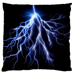 Blue Lightning At Night, Modern Graphic Art  Large Flano Cushion Case (two Sides)