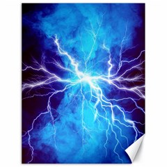 Blue Lightning Thunder At Night, Graphic Art 3 Canvas 18  X 24  by picsaspassion