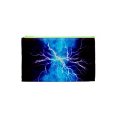 Blue Lightning Thunder At Night, Graphic Art 3 Cosmetic Bag (xs)