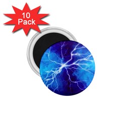 Blue Thunder Lightning At Night, Graphic Art 1 75  Magnets (10 Pack)  by picsaspassion