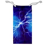 Blue thunder Lightning at night, graphic art Jewelry Bag Front