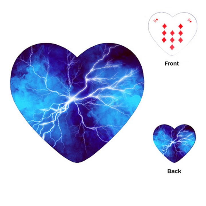 Blue thunder Lightning at night, graphic art Playing Cards Single Design (Heart)