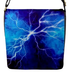 Blue Thunder Lightning At Night, Graphic Art Flap Closure Messenger Bag (s) by picsaspassion