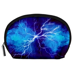 Blue Thunder Lightning At Night, Graphic Art Accessory Pouch (large) by picsaspassion