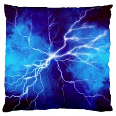 Blue Thunder Lightning At Night, Graphic Art Large Flano Cushion Case (one Side)