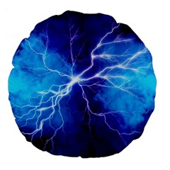 Blue Thunder Lightning At Night, Graphic Art Large 18  Premium Flano Round Cushions