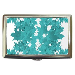 Blue Autumn Maple Leaves Collage, Graphic Design Cigarette Money Case by picsaspassion