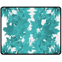 Blue Autumn Maple Leaves Collage, Graphic Design Double Sided Fleece Blanket (medium)  by picsaspassion