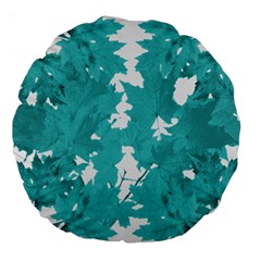 Blue Autumn Maple Leaves Collage, Graphic Design Large 18  Premium Flano Round Cushions