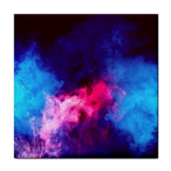 Colorful Pink And Blue Disco Smoke - Mist, Digital Art Tile Coaster by picsaspassion