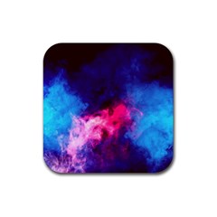 Colorful Pink And Blue Disco Smoke - Mist, Digital Art Rubber Coaster (square)  by picsaspassion