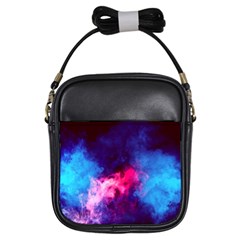 Colorful Pink And Blue Disco Smoke - Mist, Digital Art Girls Sling Bag by picsaspassion